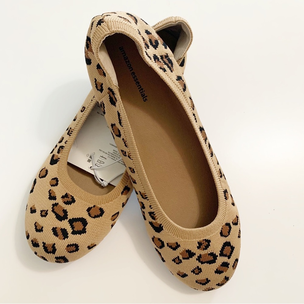 Amazon Essentials | Women's Knit Ballet Leopard Flats